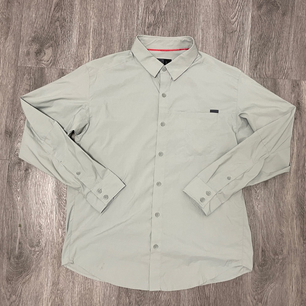 Magpul Button Down Shirt Mens Large Gray Long Sleeve Tactical Performance Hiking